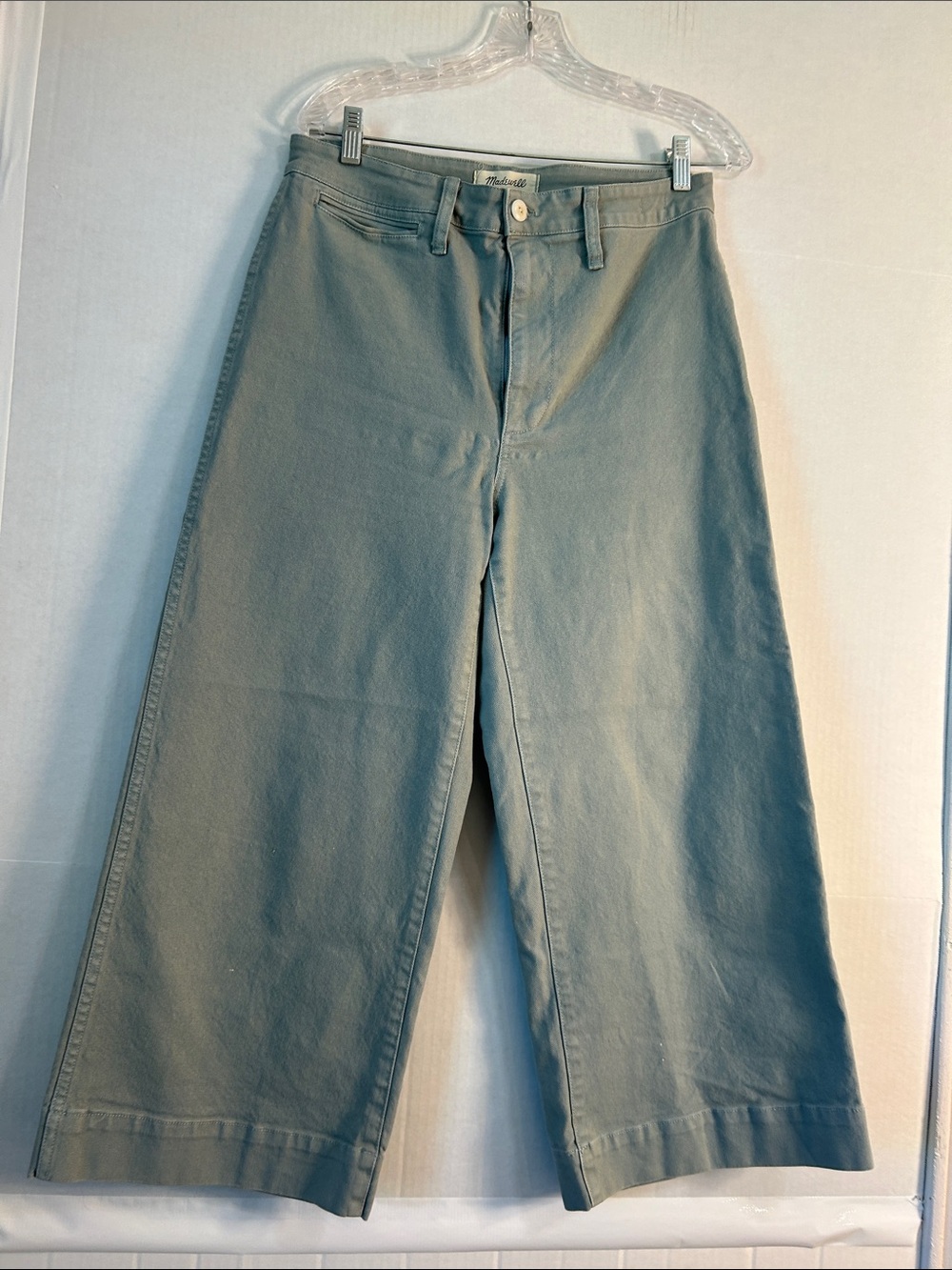 Madewell Emmett Wide-Leg Crop Pants Mint Green Sz 30